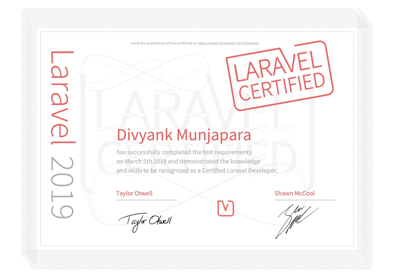 Laravel Certified Developer